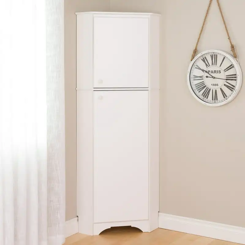 

Двухдверный угловой шкаф для хранения, ширина 29 дюймов, Белый
