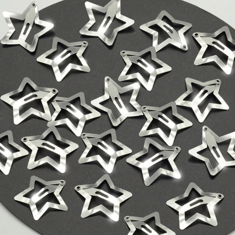 

20Pcs/Lot Y2K Silver Star Hair Clip Hair Metal Snap Clip Hairpins Barrettes for Girls Kids Korean Cute Headwear Hair Accessories