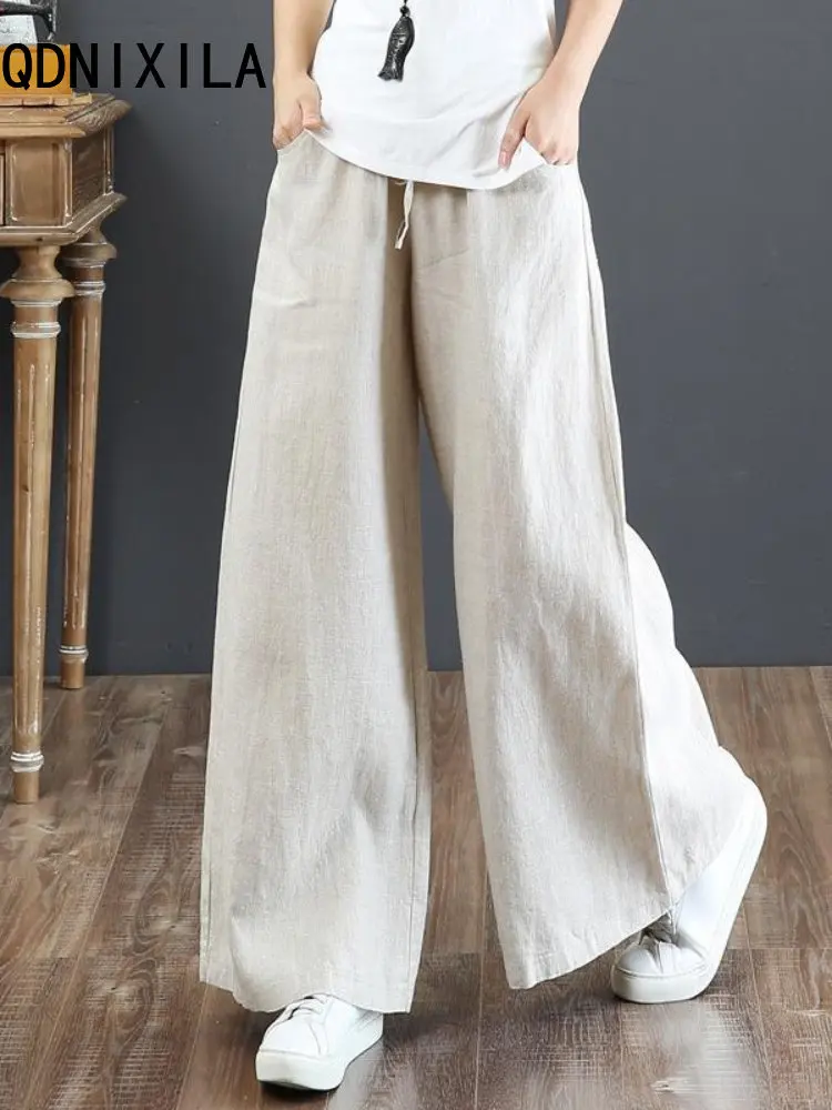 

Cotton High Waist Oversize Pants Mopping Drawstring Straight Trousers Sweatpants Women Streetwear 2023 Spring Summer New Pants