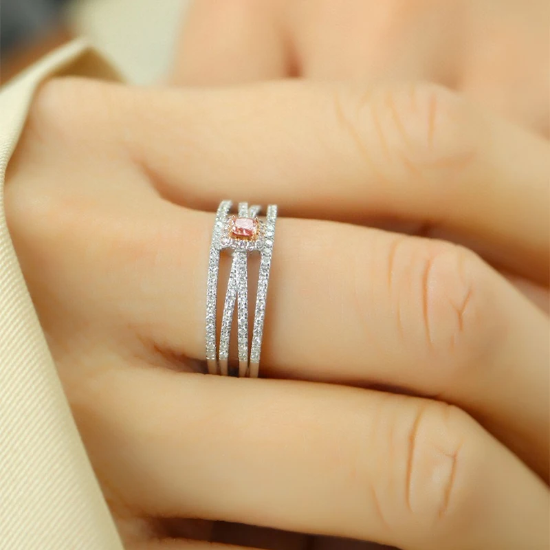Aazuo Find Jewelry розовый и белый бриллиант 18-каратное твердое золотое классическое