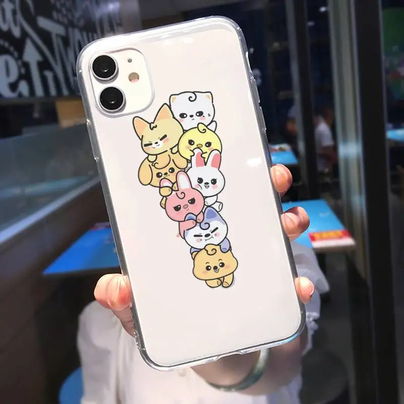 cartoon ruichi hot kpop stray kids skzoo case for iphone 13 12 11 pro max mini xr xs x 8 7 6 plus clear soft cover shell free global shipping