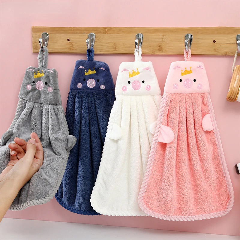 

1pcs Towel Household Cute Absorbent Kitchen Cleaning Cloth Lazy Rag Wipe Towel Solid Color Children's Hand Towel
