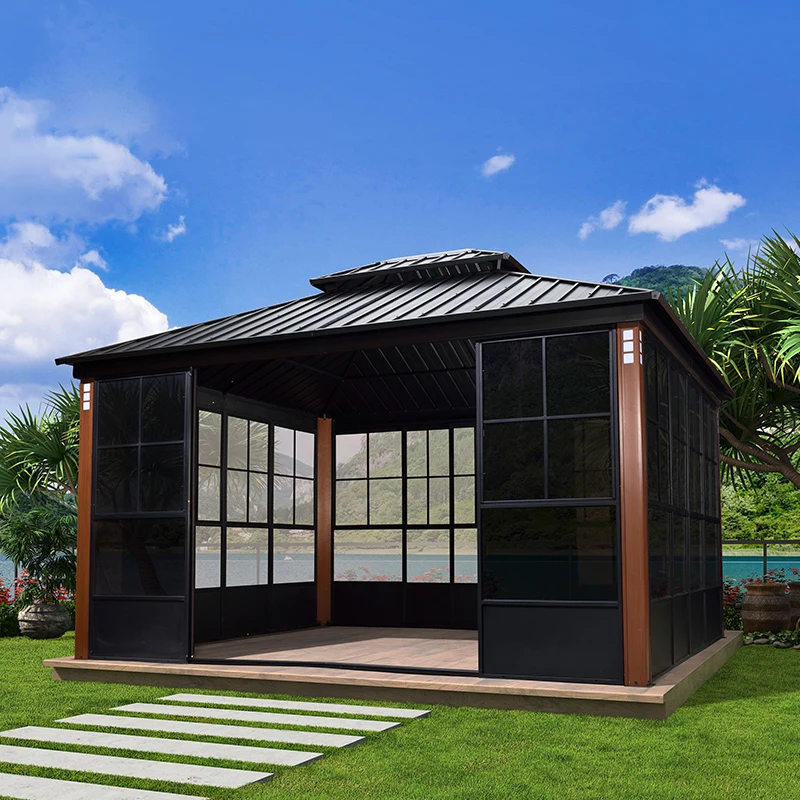 

Purple outdoor sun room gazebo aluminum alloy courtyard roof simple living villa assembled house