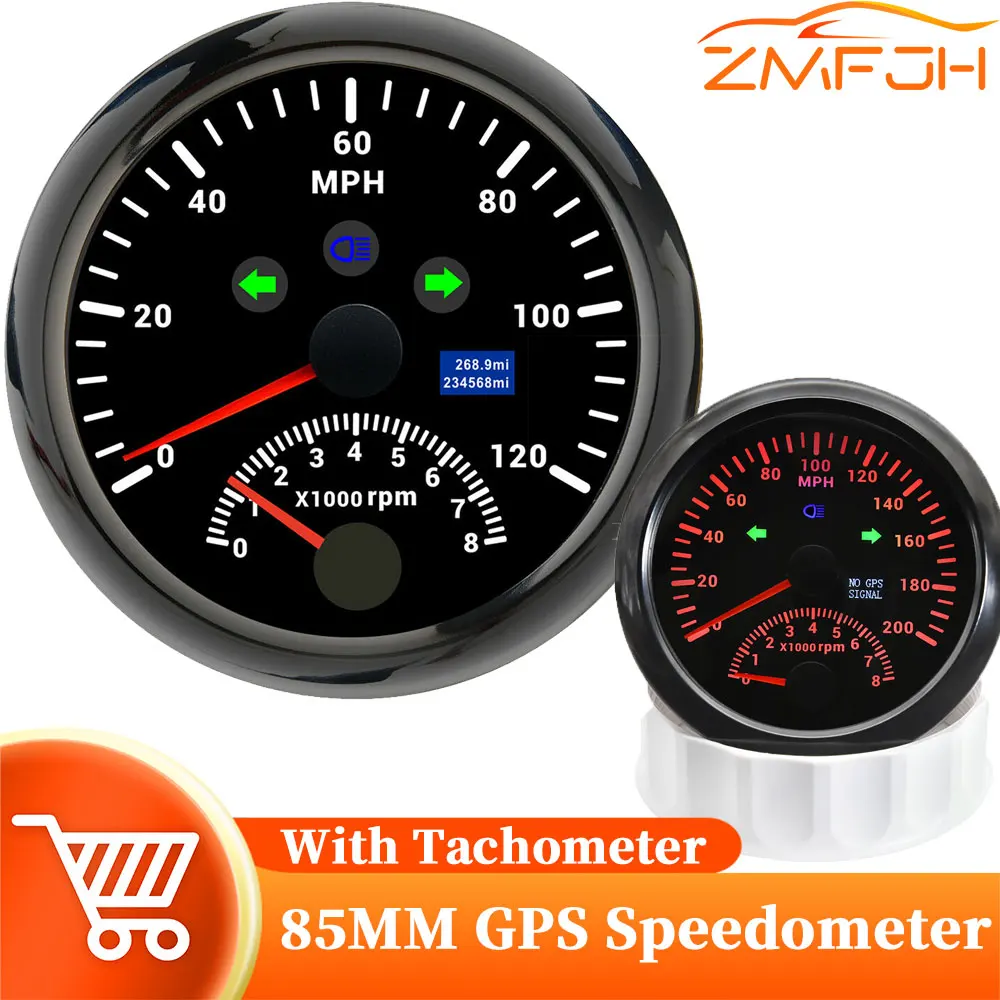 85MM GPS Speedometer With 8000RPM Tachometer Universal Motorcycle Digital Speedometer Tacho Meter Sensor For Car Truck Boat 12V