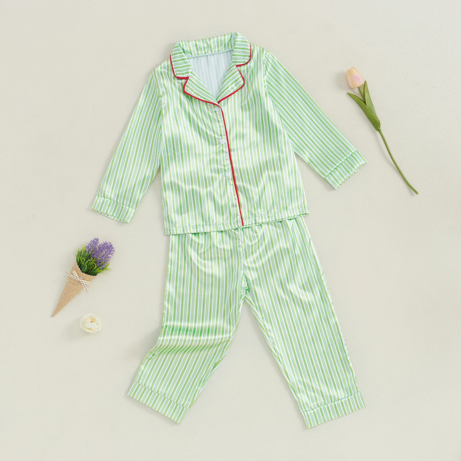 Рождественская одежда для сна BeQeuewll в полоску мальчиков и девочек осенне-зимняя