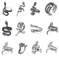 sucee rattlesnake double headed snake pit viper ring set punk retro cute ring opening adjustable party ring jewelry wholesale