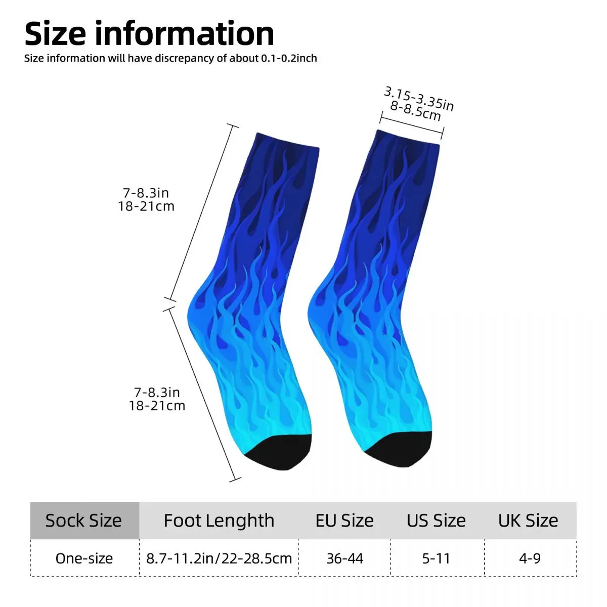 Носки мужские и женские из полиэстера модные носки с синим голубым огнем весна