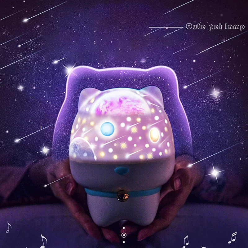 

Cute Pet Starry Sky Projection Lamp USB Charging Creative Romantic Starry Sky Scene Atmosphere Pat Light LED Table Lamp