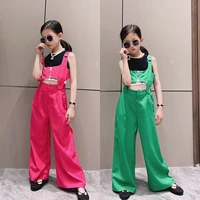 girls corset overalls high waist wide leg pants floor mopping trousers 2022 spring and summer thin pants vest