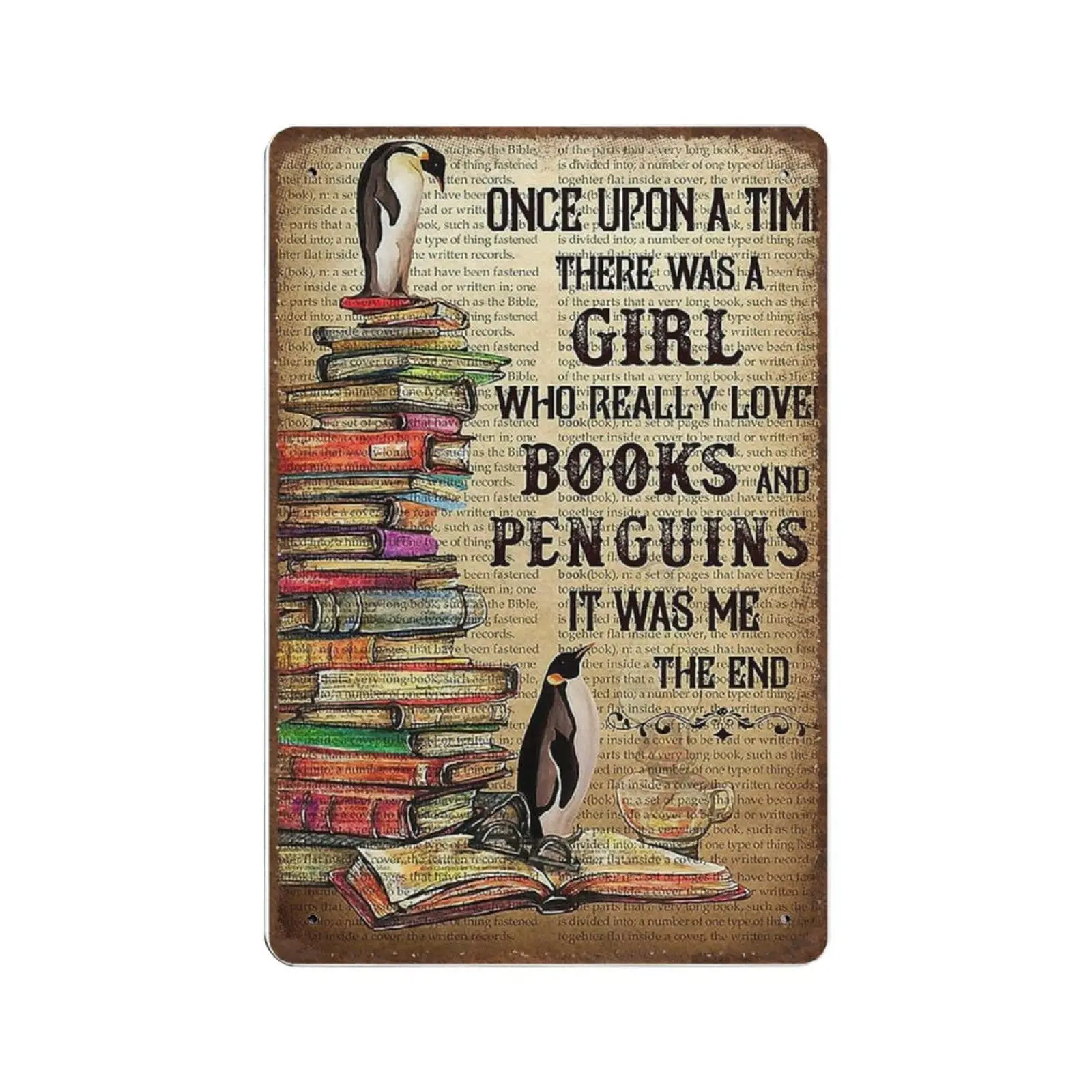 

Винтажный металлический телефон, там была девушка, которая действительно любит книги и пингвины, жестяной знак, мужская пещера, паб, клуб, кафе, Декор для дома