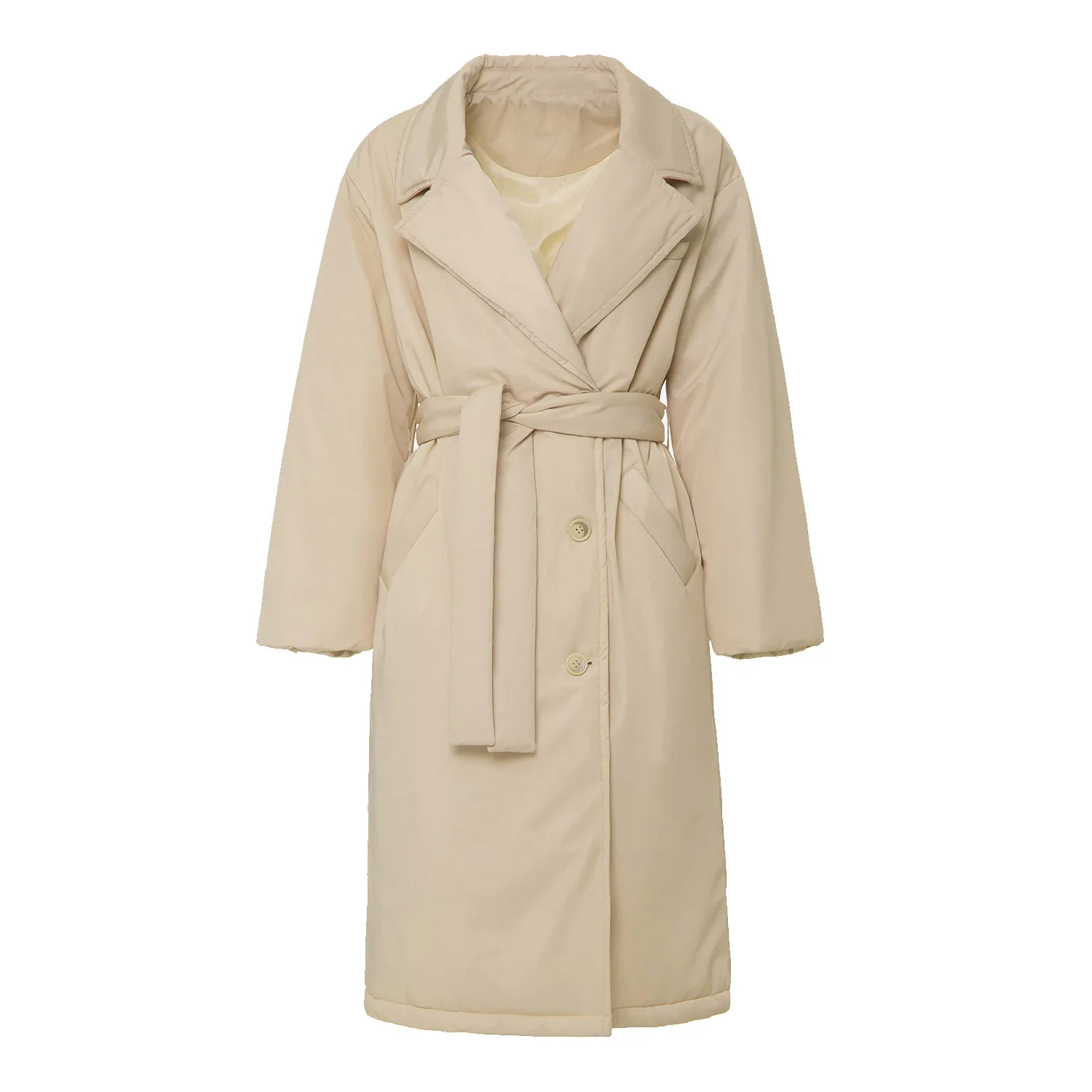 Long Coat,Solid Color in Autumn and Winter 2022, Slim, Commuting, Cotton Coat with Belt