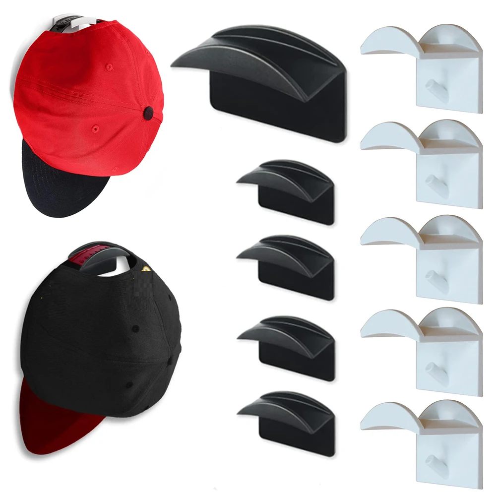 

10pcs Sticky Wall Mount Hook Holder For Baseball Cap Casual Hat Storage Box No Drilling Paste Portable Door Closet Hanger Hooks