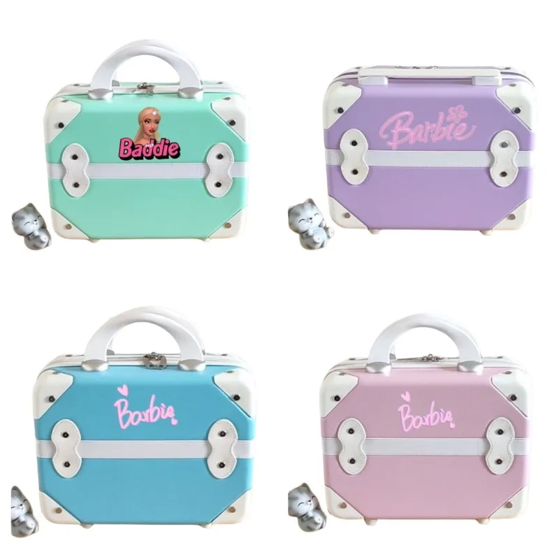 

Anime Barbie Mini Suitcase Cartoon Cute Women's Fashion Travel Portable Storage Box Kawaii Girl Waterproof Cosmetic Case Gift