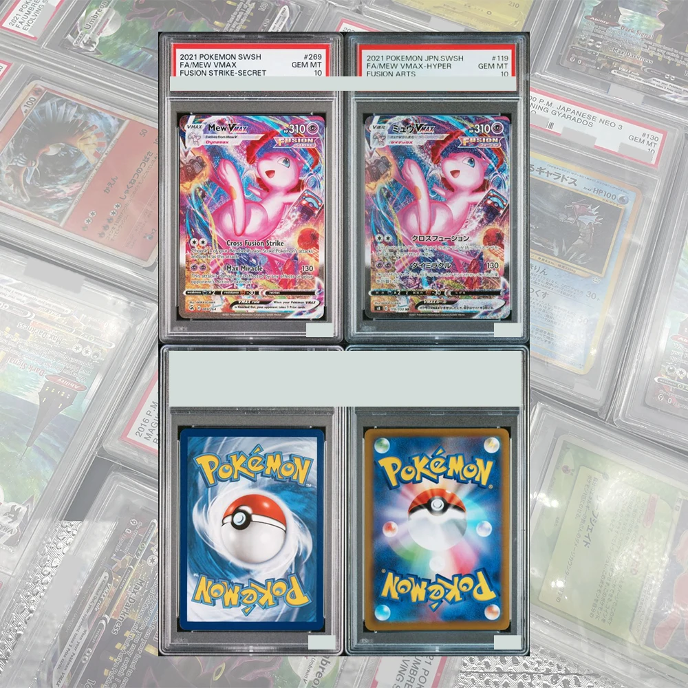 Фото Fusion Strike Mew Vmax Secret Sword & Shield DIY Proxy PTCG Graded Collection Card 269/264 English GEM MT10 Голографическая этикетка в подарок №1