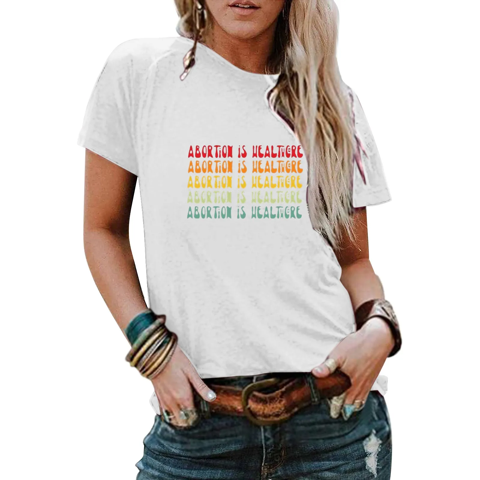 

Women's Letter Slogan Abortion Rights Stamp Print Fashion Soft Sexy Blouses for Women for Work Ladies Casual Tops