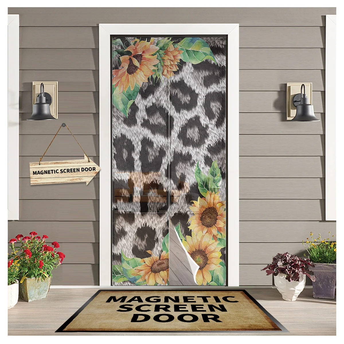 

Animal Leopard Flower Sunflower Magnetic Screen Door Curtain Living Room Bedroom Kitchen Anti-mosquito Window Screen