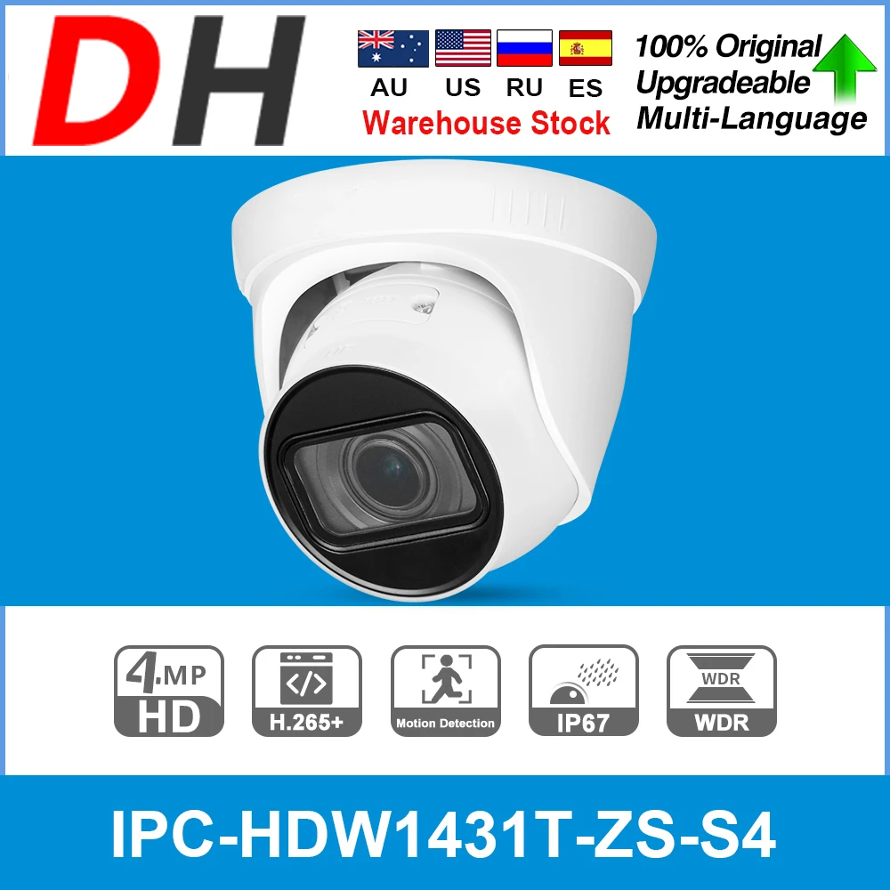 

Dahua Original Mini Turret 4MP IP Camera IPC-HDW1431T-ZS-S4 APP 4X Zoom Night Vision Smart IR H.265+ IP67 CCTV Security Camera