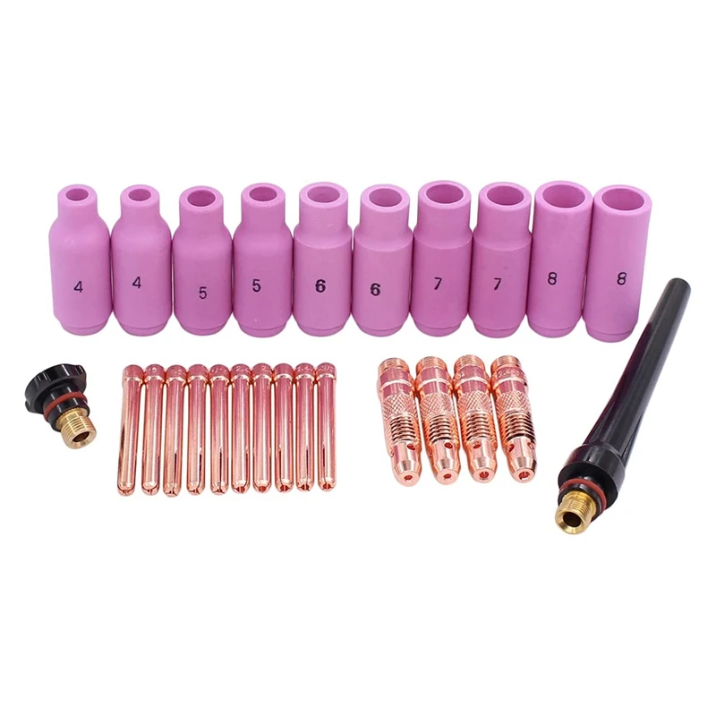 

NEW-TIG Welding Torch Consumables Accessories Kit Collet Body Nozzle Back Cup for WP17 WP-17 Set of 26