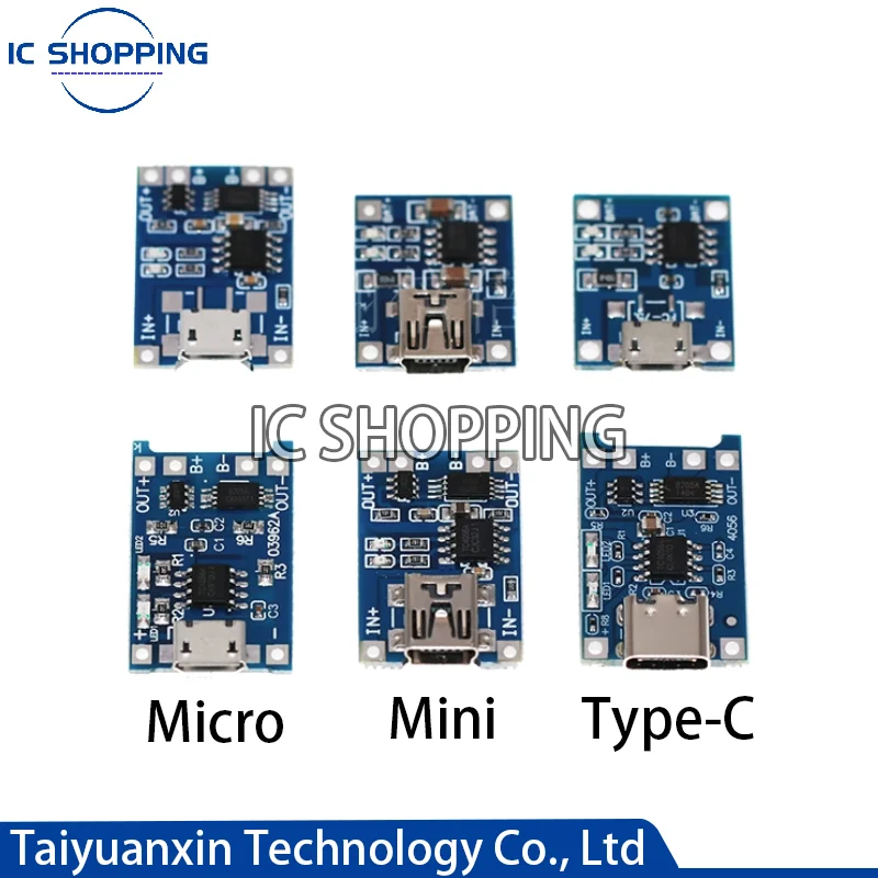 

5PCS 3.7V 3.6V 4.2V 1A TP4056 18650 Lithium Battery Charger Module Charging Board With Protection Dual Functions Li-ion