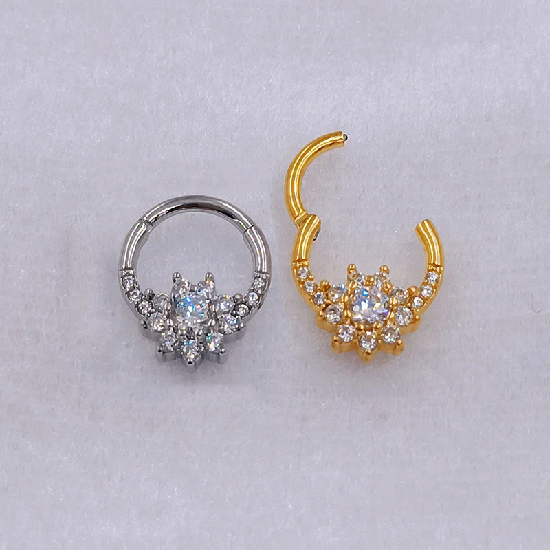 

Flower Heart Nose Rings Daith Conch Septum Jewelry Helix Clicker Ring Cartilaged Earrings Pircing Hoop Stud Surgical Steel 16G