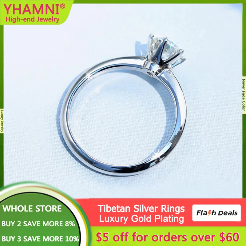 Купи Top Quality 0.5ct Zircon Ring With Credentials Pure White Gold Color Real Tibetan Silver Ring Wedding Band Jewelry For Women за 299 рублей в магазине AliExpress