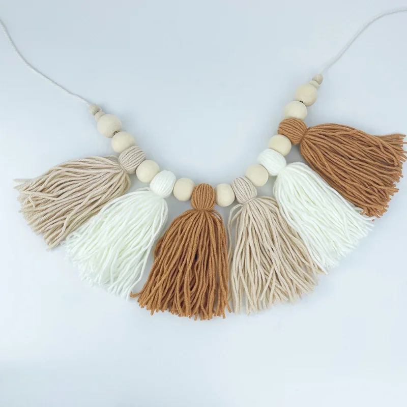 Деревянная кисточка из бисера макарон в скандинавском стиле украшение для дома с