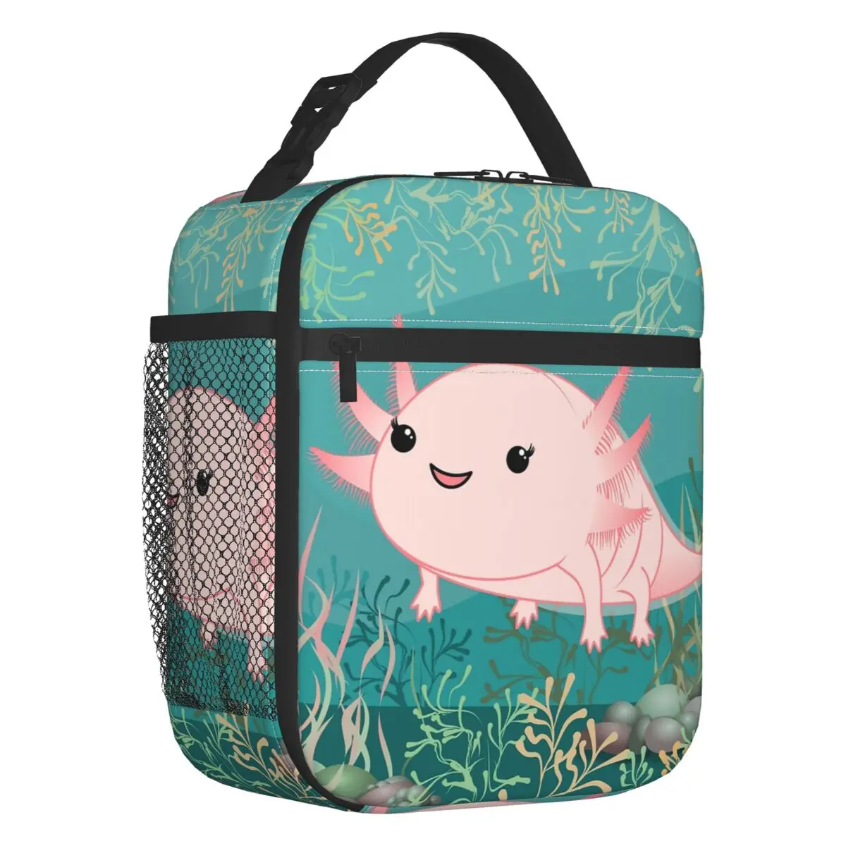 Custom Kawaii Axolotl Baby Lunch Bag Women Cooler Warm Insulated Lunch Boxes for Kids School Children