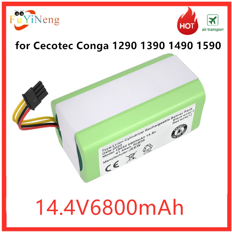 14.4 V 6800nah lithium ion battery for cecotec conga 1290 1390 1490 1590, genius Deluxe vacuum cleaner 370, gutrend echo 520