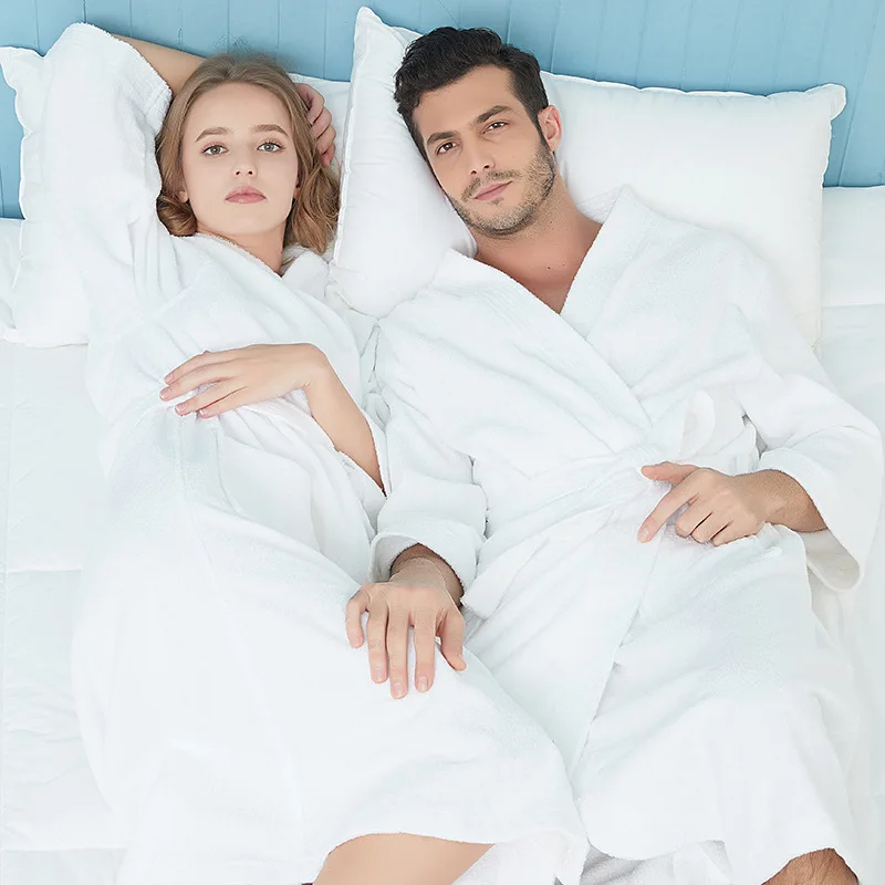 Women's Terry Bathrobe Long Sleeve 100% Cotton Ladies V Neck Kimono With Sashes Towel Robe Autumn Winter Dressing Gown Female