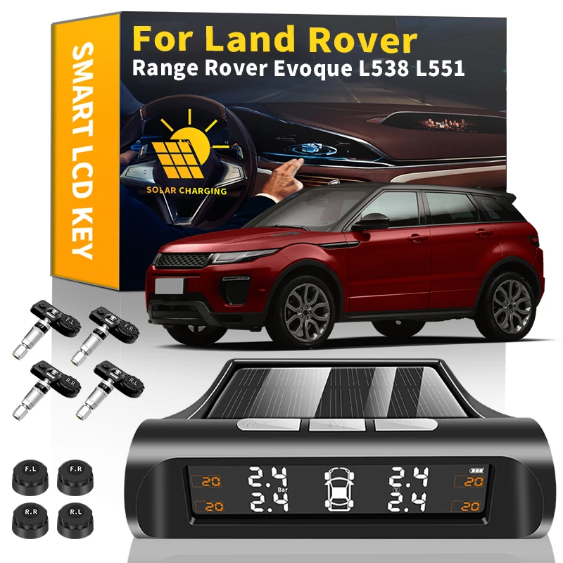 

Smart Car TPMS Tire Pressure Monitoring System Solar Power Car Digital LCD Display For Land Rover Range Rover Evoque L538 L551