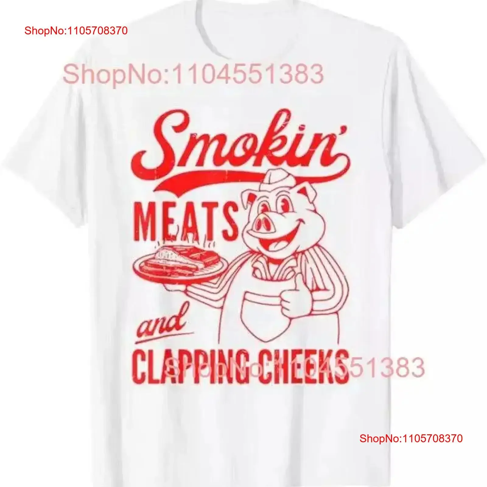 Фото Забавная футболка с принтом «BBQ Meat Groovy Smoking Meats And Clapping Cheeks», размеры S-5XL, винтажная, модная, дышащая, мягкая, слегка потертая. №1
