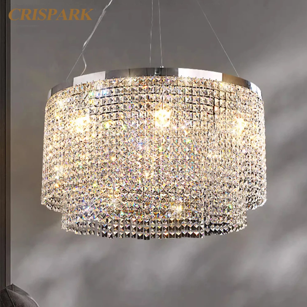 Современная люстра для гостиной прозрачная хрустальная круглая лампы фойе
