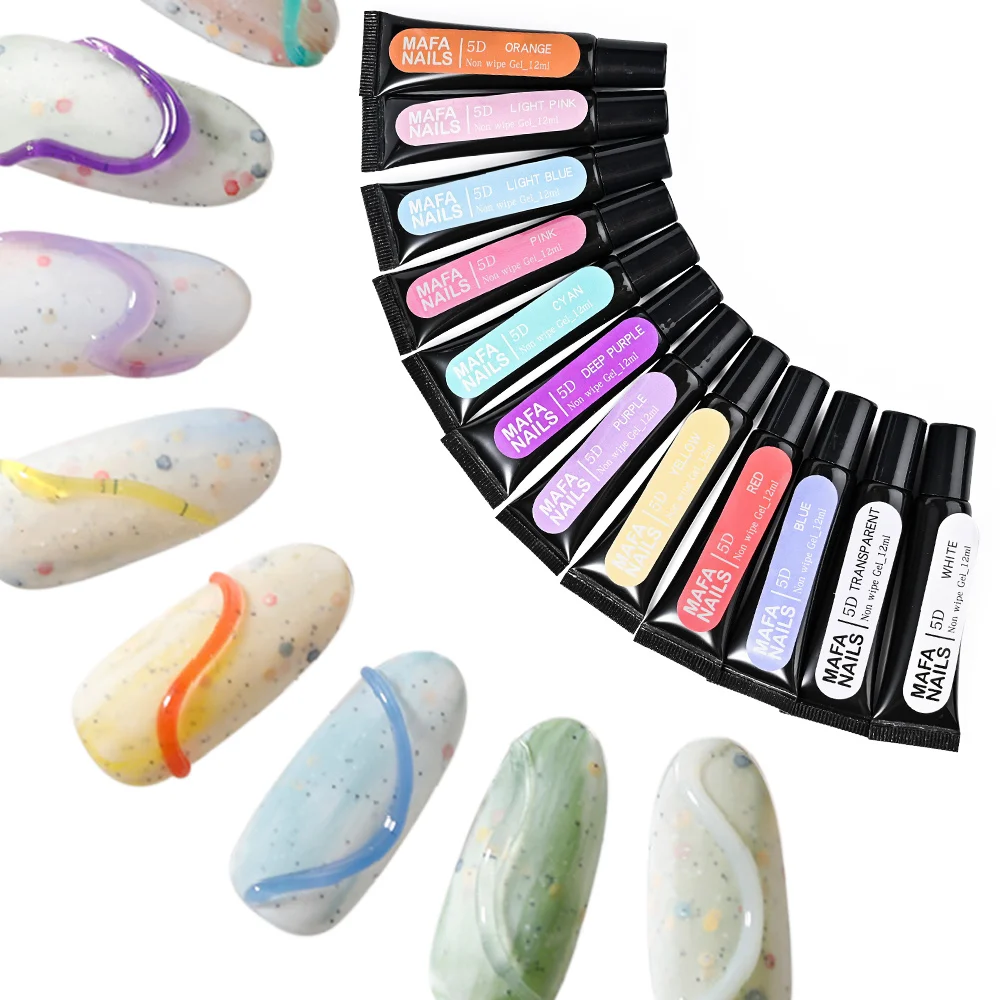

12ML 5D Pudding Gel Tube Emboss Korean Candy Solid Painting Gel Full Coverage Texture Liner Gel DIY Nail Modeling Gel Nail Art