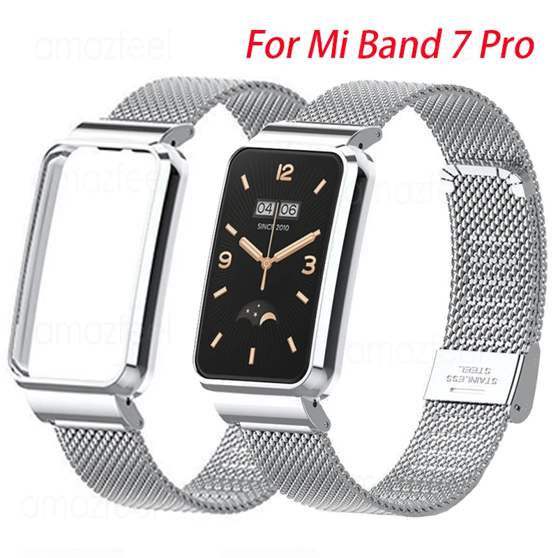 

Металлический ремешок + защитный чехол для смарт-часов Xiaomi Mi Band 7 Pro, браслеты из нержавеющей стали, защитный чехол, корпус, рамка