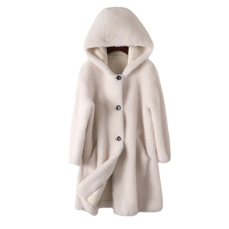 New 2022 Winter Lambswool Jacket Coat Women Jacket Female Thicken Warm Overcoat Womens Hooded Fur Coats