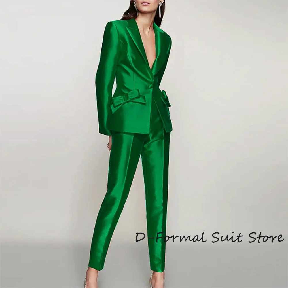 New Women's Two-Piece Suit Ladies Single Button Slim With Bow Party TuxedoTemperament High Street Luxury Women Blazer Suits