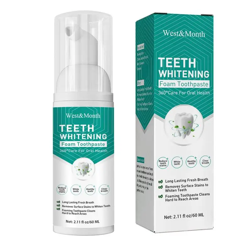 

2.11 Fl Oz Teeth Whitening Foam Toothpaste Intense Stain Whitening Toothpaste With Natural Formula Safe And Effective On Oral