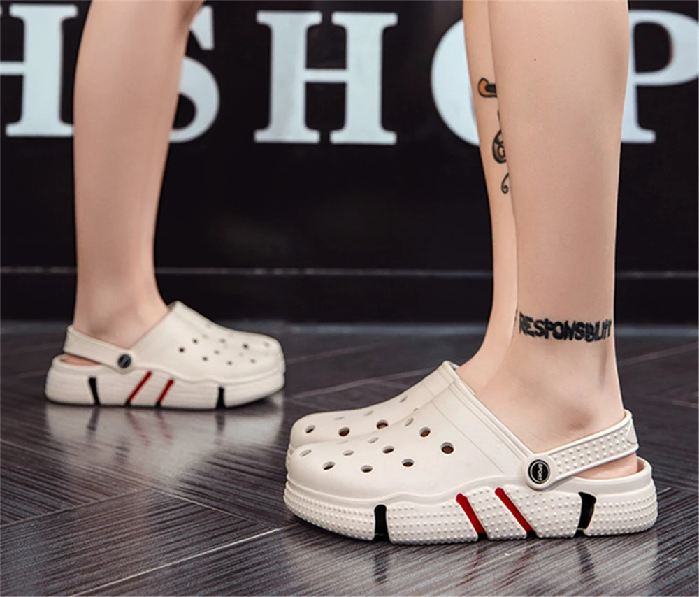 Fashion Slippers Women Outdoor Clogs Thick Sole Beach Sandals Casual Men EVA Non-slip Home Garden Hole Shoes Couple Slides