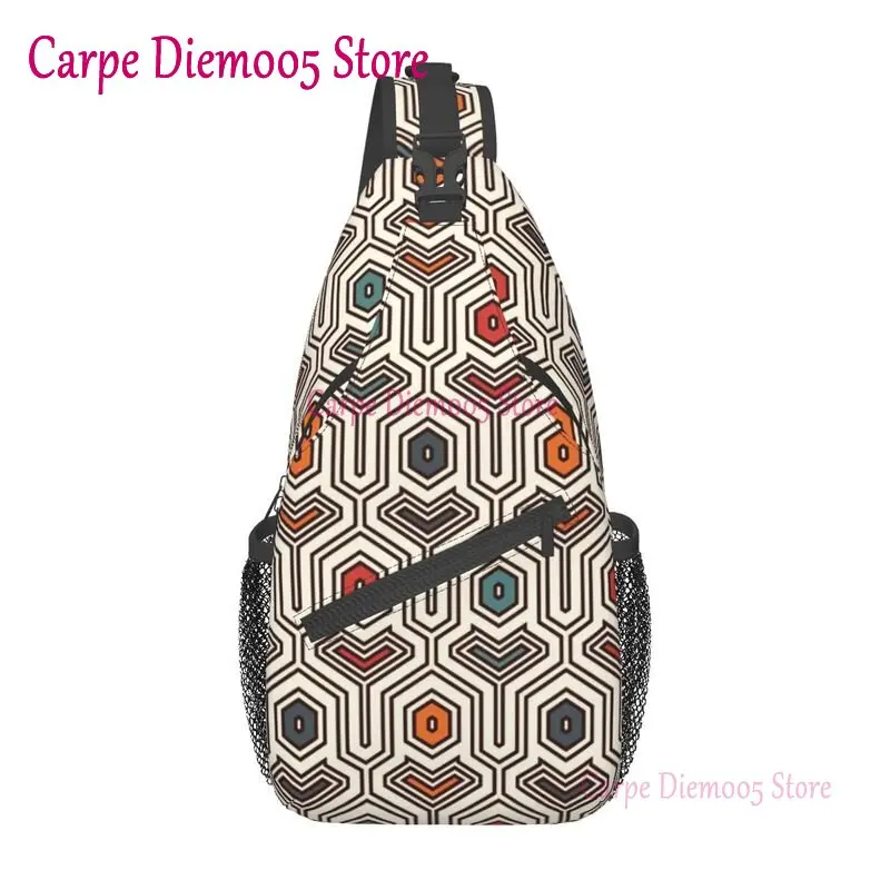 

Colorful Ankara Geometric Pattern Sling Bags for Cycling Camping Men African Ethnic Chest Crossbody Backpack Shoulder Daypack