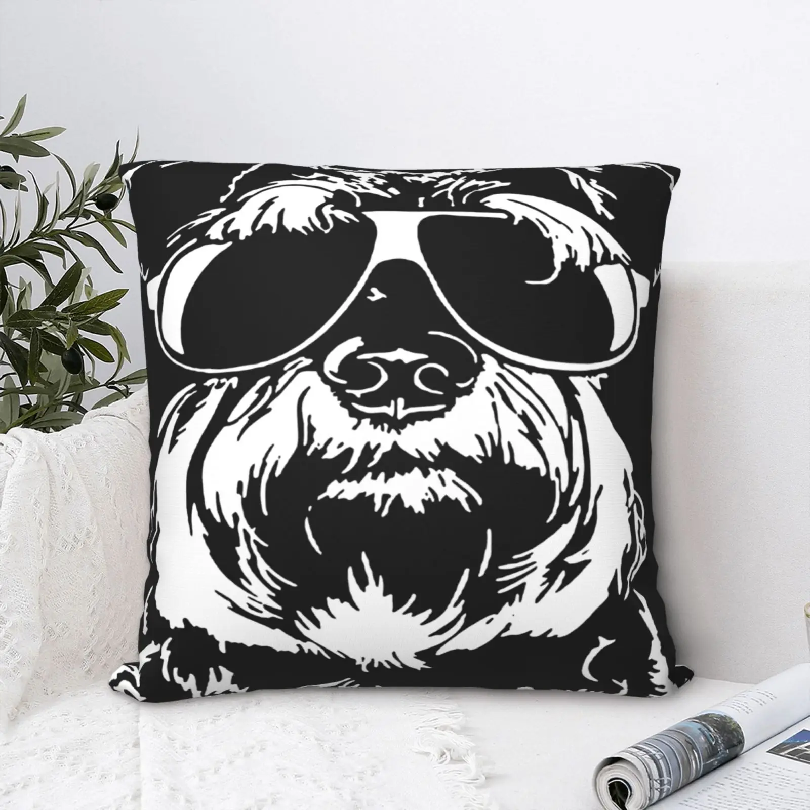 

Miniature Schnauzer With Glasses Pillow Case Luxury For Bedroom Kawaii Cushions Cover Cushion Cover Accessories For Home Decor