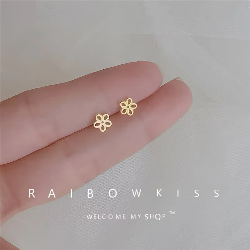 Металлические серьги-гвоздики золотого цвета в нескольких стилях для женщин