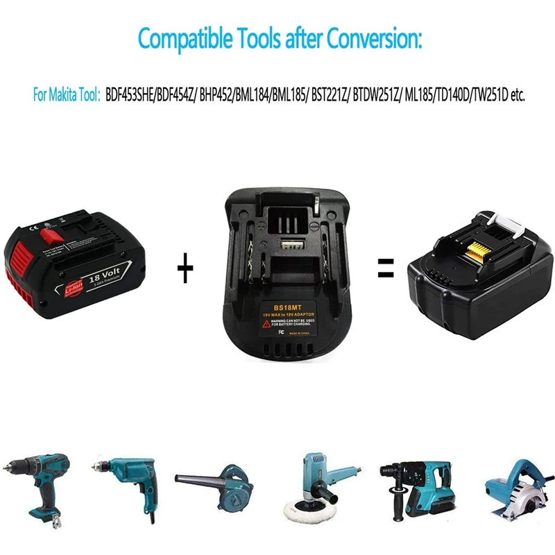 2 шт. BS18MT адаптер для батареи-конвертер батареи 18 В BAT619G/620 конвертер литиевой Makita
