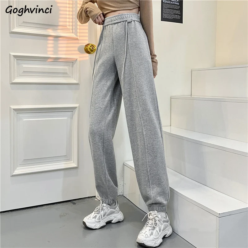 

Pants Woman Casual Loose Drawstring Trendy Korean Style Simple Daily Wide Leg Retro Streetwear All-match New High Waist Solid