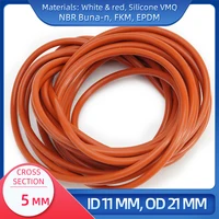 O Ring CS 5 mm ID 11 mm OD 21 mm Material With Silicone VMQ NBR FKM EPDM ORing Seal Gask