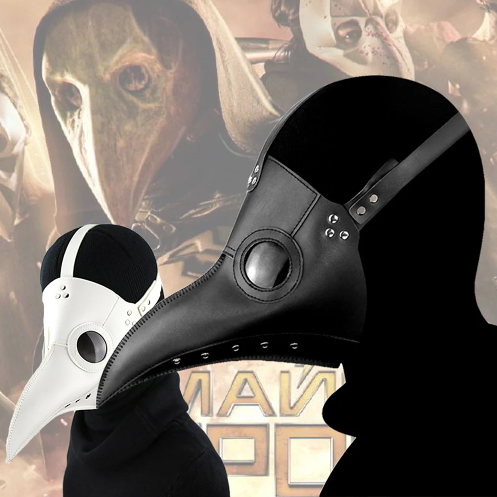 

Movie Medieval Steampunk Plague Doctor Cosplay Bird Beak Mask PU Leather Punk Unisex Adult Halloween Carnival Party Costume Prop