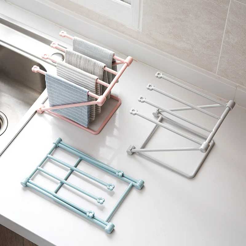 

Kitchen Accessories Organizer Towel Rack Hanging Holder Foldable Storage Rack Shelf Cupboard Rag Racks Hanger Household Supplies