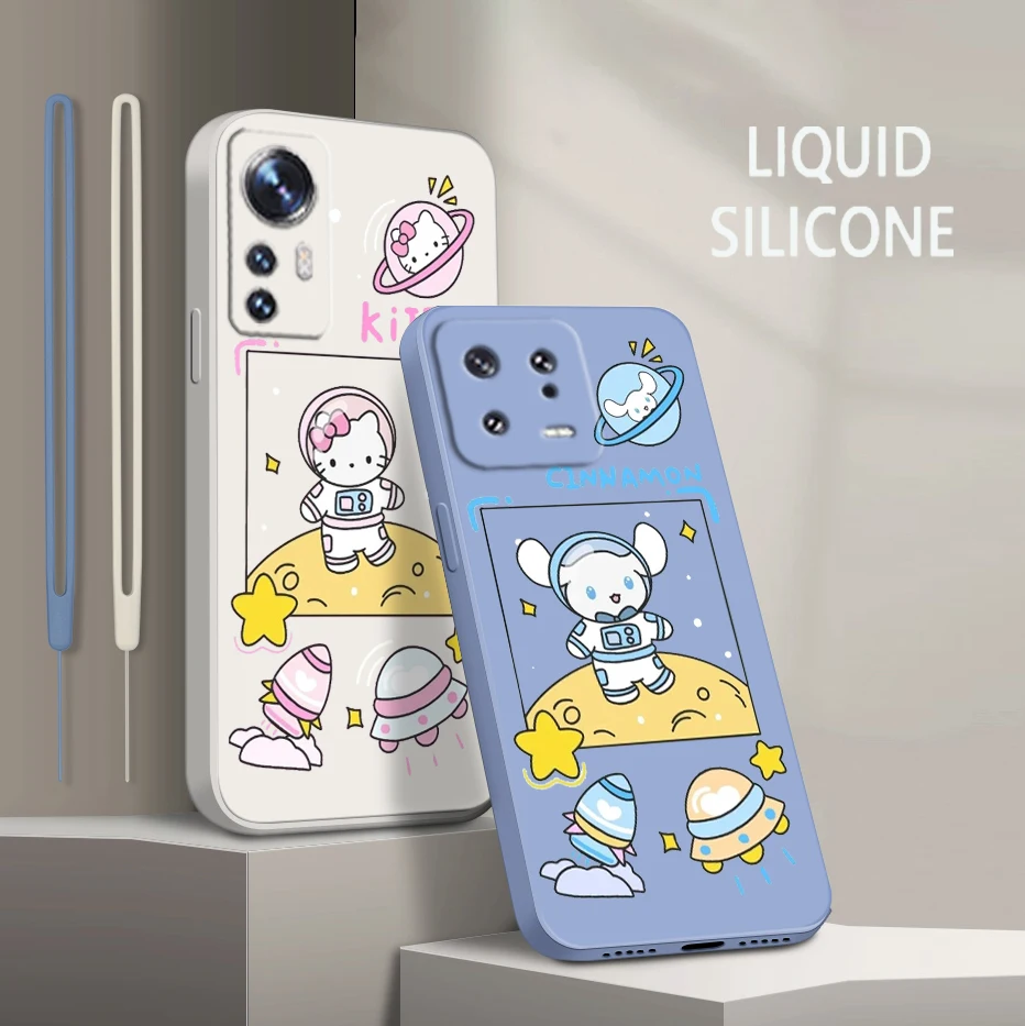 

Cinnamoroll Kuromi Melody For Xiaomi Mi 13 12 12T 11 11T 10 10T 9 9SE Lite Pro Ultra A3 Liquid Rope Silicone Phone Case Fundas