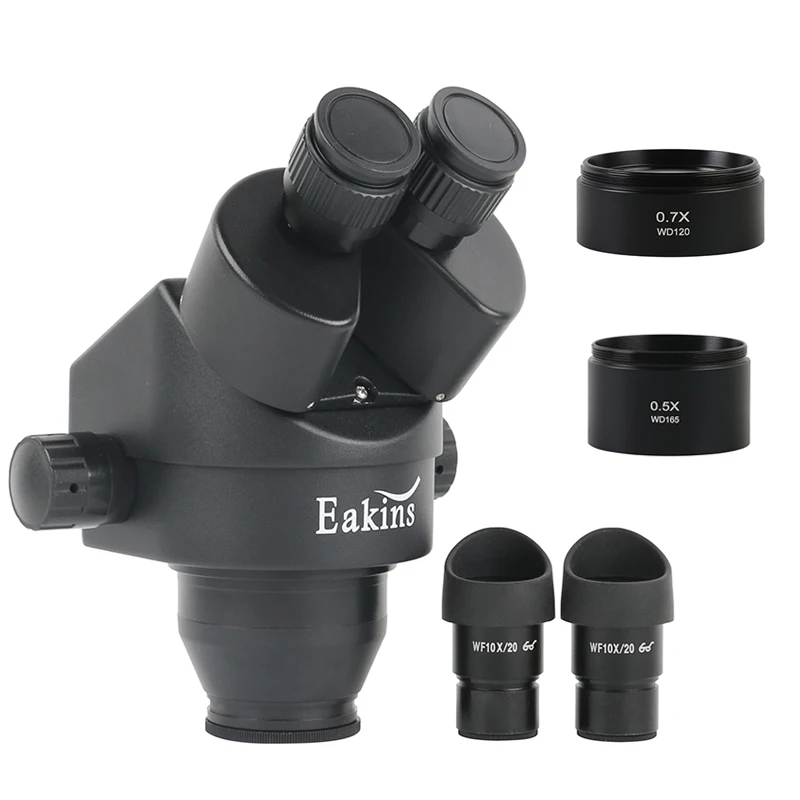 

Стерео бинокулярный микроскоп с непрерывным зумом 7X-45X, увеличительная головка WF10X/20 мм, линза Барлоу для пайки печатных плат телефона