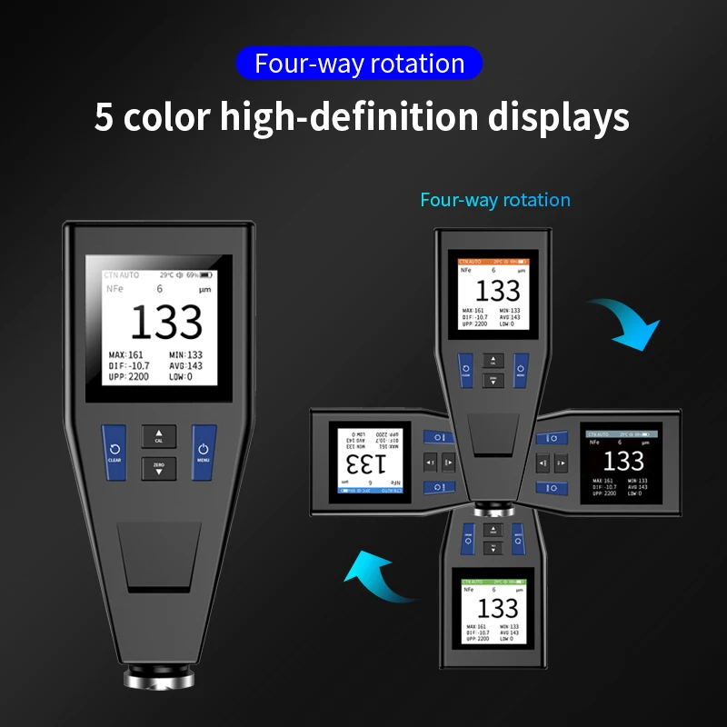 Color Screen Car Coating Thickness Gauge Best Digital Meter for Automotive Paint Thickness Measurement F/NF Automatic Detection