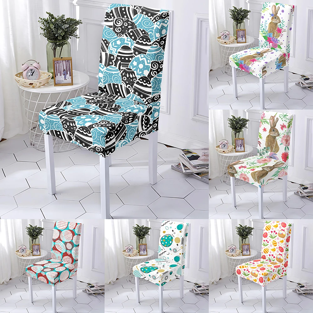 

Чехол для стула с рисунком в виде яйца и кролика